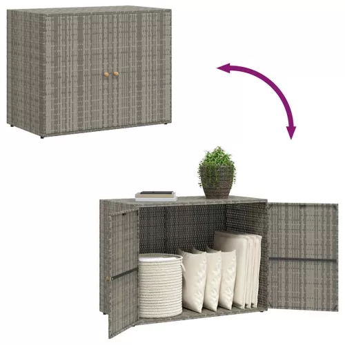 Szürke polyrattan kerti tárolószekrény 100 x 55,5 x 80 cm