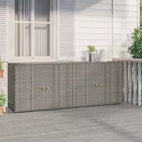   Szürke polyrattan kerti tárolószekrény 198 x 55,5 x 80 cm