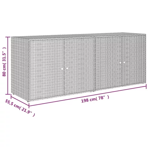 Szürke polyrattan kerti tárolószekrény 198 x 55,5 x 80 cm