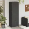 Fekete polyrattan kerti tárolószekrény 59 x 40 x 180 cm