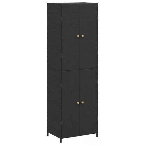 Fekete polyrattan kerti tárolószekrény 59 x 40 x 180 cm