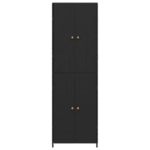 Fekete polyrattan kerti tárolószekrény 59 x 40 x 180 cm
