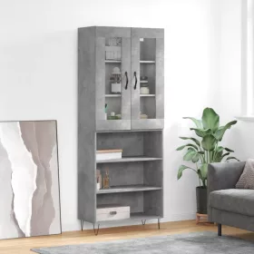 Betonszürke szerelt fa magasszekrény 69,5 x 34 x 180 cm