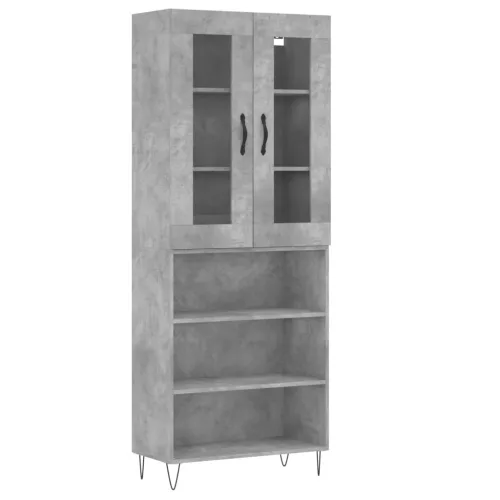 Betonszürke szerelt fa magasszekrény 69,5 x 34 x 180 cm