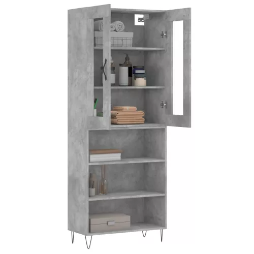 Betonszürke szerelt fa magasszekrény 69,5 x 34 x 180 cm