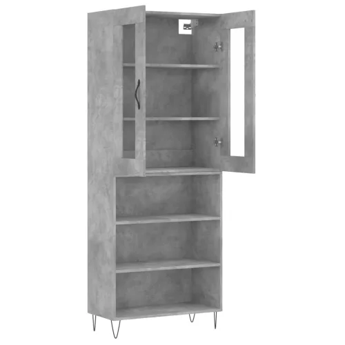 Betonszürke szerelt fa magasszekrény 69,5 x 34 x 180 cm