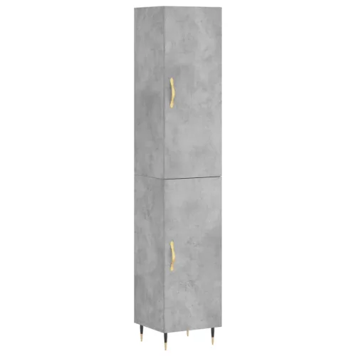 Betonszürke szerelt fa magasszekrény 34,5x34x180 cm