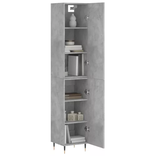 Betonszürke szerelt fa magasszekrény 34,5x34x180 cm