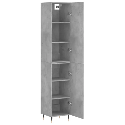 Betonszürke szerelt fa magasszekrény 34,5x34x180 cm