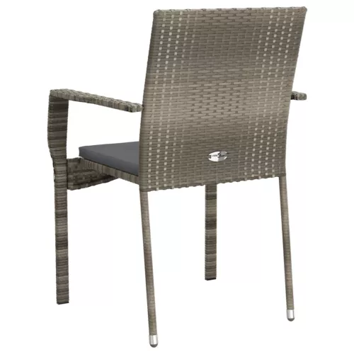 2 db szürke polyrattan kerti szék párnával