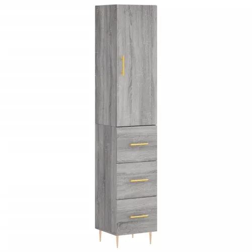 Szürke sonoma szerelt fa magasszekrény 34,5 x 34 x 180 cm
