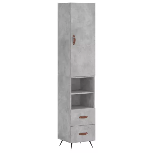 Betonszürke szerelt fa magasszekrény 34,5x34x180 cm