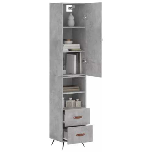 Betonszürke szerelt fa magasszekrény 34,5x34x180 cm