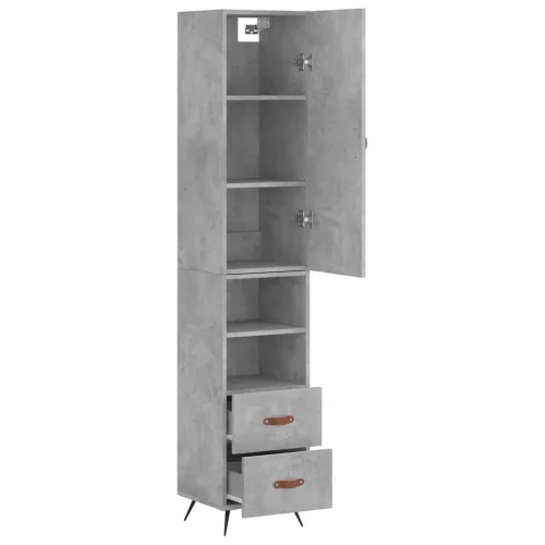 Betonszürke szerelt fa magasszekrény 34,5x34x180 cm