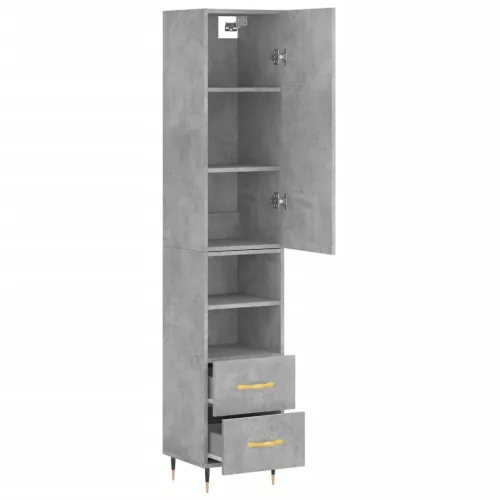 Betonszürke szerelt fa magasszekrény 34,5x34x180 cm