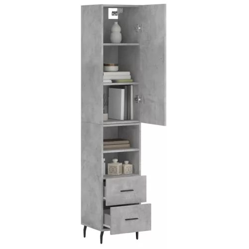 Betonszürke szerelt fa magasszekrény 34,5x34x180 cm