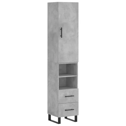 Betonszürke szerelt fa magasszekrény 34,5x34x180 cm