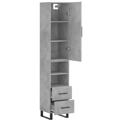 Betonszürke szerelt fa magasszekrény 34,5x34x180 cm