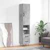 Betonszürke szerelt fa magasszekrény 34,5x34x180 cm