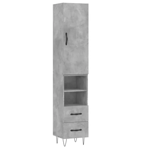 Betonszürke szerelt fa magasszekrény 34,5x34x180 cm