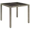 Szürke polyrattan üveglapos kerti asztal 90 x 90 x 75 cm
