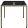 Szürke polyrattan üveglapos kerti asztal 90 x 90 x 75 cm
