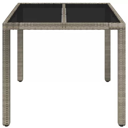 Szürke polyrattan üveglapos kerti asztal 90 x 90 x 75 cm