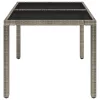 Szürke polyrattan üveglapos kerti asztal 90 x 90 x 75 cm