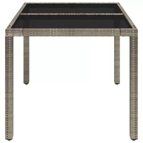 Szürke polyrattan üveglapos kerti asztal 90 x 90 x 75 cm