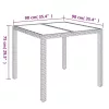 Szürke polyrattan üveglapos kerti asztal 90 x 90 x 75 cm
