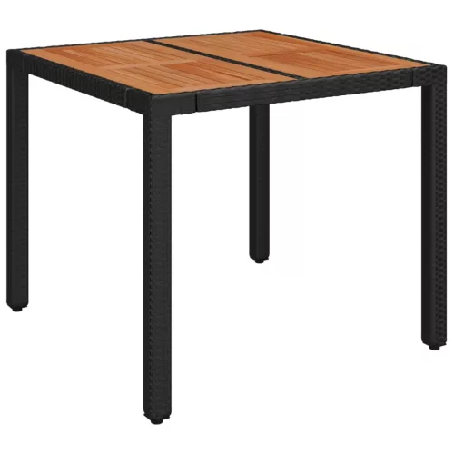 Fekete polyrattan falapos kerti asztal 90 x 90 x 75 cm