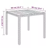 Szürke polyrattan falapos kerti asztal 90 x 90 x 75 cm