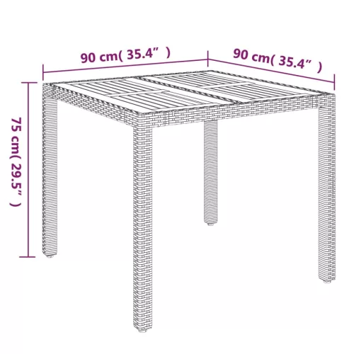 Szürke polyrattan falapos kerti asztal 90 x 90 x 75 cm