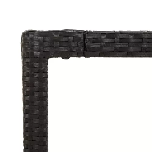 Fekete polyrattan üveglapos kerti asztal 150 x 90 x 75 cm