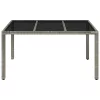 Szürke polyrattan üveglapos kerti asztal 150 x 90 x 75 cm