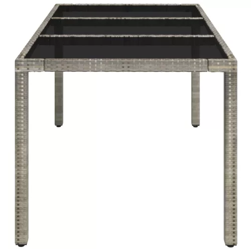 Szürke polyrattan üveglapos kerti asztal 150 x 90 x 75 cm