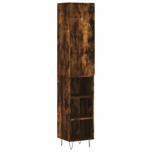 Füstös tölgy színű szerelt fa magasszekrény 34,5x34x180 cm