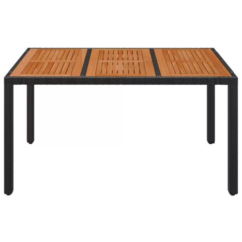 Fekete polyrattan falapos kerti asztal 150 x 90 x 75 cm