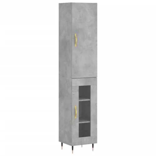 Betonszürke szerelt fa magasszekrény 34,5x34x180 cm