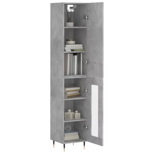 Betonszürke szerelt fa magasszekrény 34,5x34x180 cm