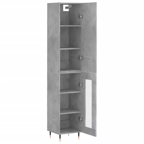 Betonszürke szerelt fa magasszekrény 34,5x34x180 cm