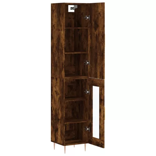 Füstös tölgy színű szerelt fa magasszekrény 34,5x34x180 cm