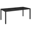 Fekete polyrattan üveglapos kerti asztal 190 x 90 x 75 cm