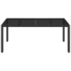 Fekete polyrattan üveglapos kerti asztal 190 x 90 x 75 cm