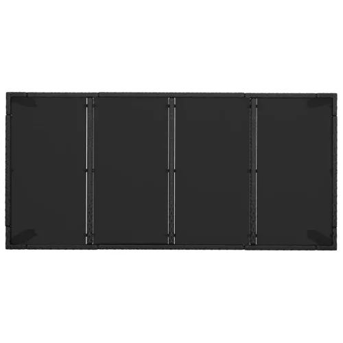 Fekete polyrattan üveglapos kerti asztal 190 x 90 x 75 cm