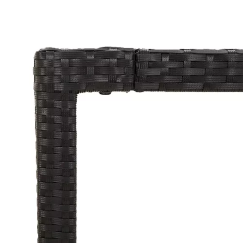 Fekete polyrattan üveglapos kerti asztal 190 x 90 x 75 cm