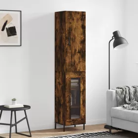   Füstös tölgy színű szerelt fa magasszekrény 34,5x34x180 cm