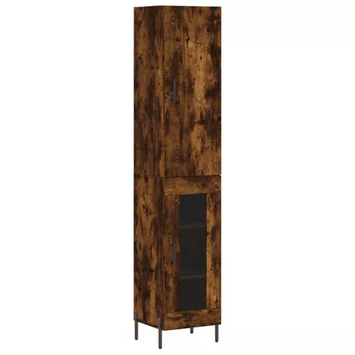 Füstös tölgy színű szerelt fa magasszekrény 34,5x34x180 cm