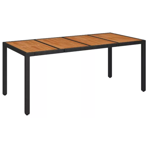Fekete polyrattan falapos kerti asztal 190 x 90 x 75 cm