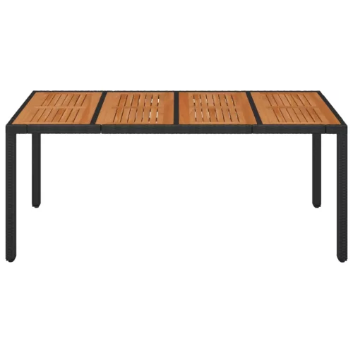 Fekete polyrattan falapos kerti asztal 190 x 90 x 75 cm
